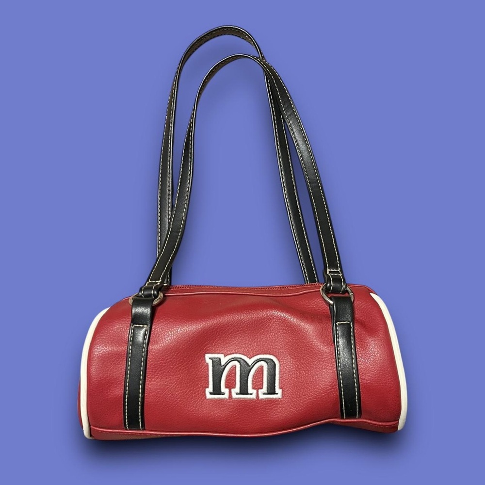 Y2K M Initial Faux Leather Shoulder Bowler Bag Retro Downtown Girl